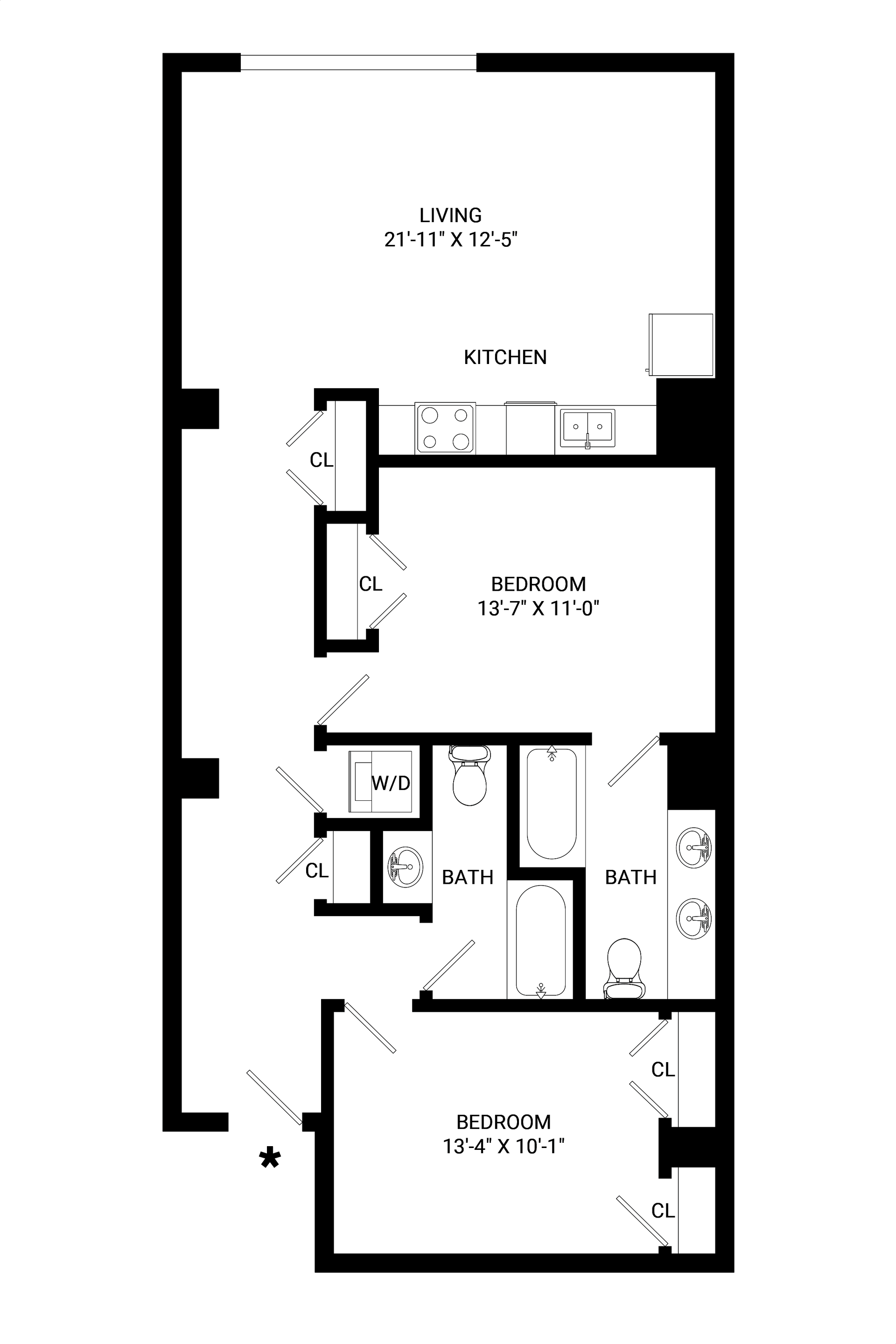 A black and white floor plan of a house.