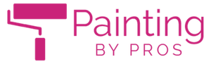 Pink paint roller icon with “Painting by Pros” text logo