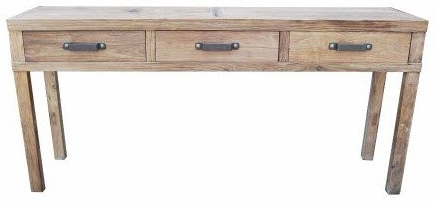 recycled elm 3 drawer hall table
