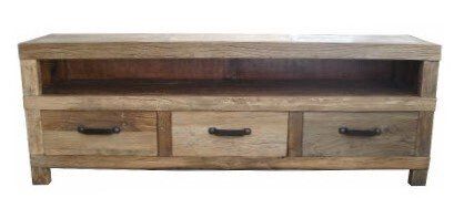 recycled elm 3 drawer entertainment unit