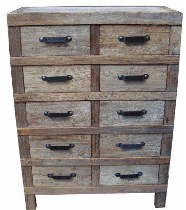 Recycled Elm 10-Drawer Chest of Drawers