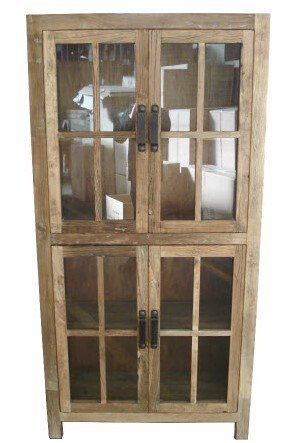 recycled elm cabinet with glass doors