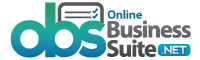 The logo for online business suite.net is blue and white.