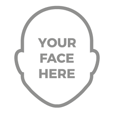 A picture of a person 's face with the words `` your face here '' written on it.