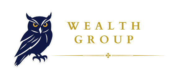 A green background with white text that says kkr wealth group