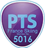 A purple badge with the words `` pts france sing 5016 '' on it.