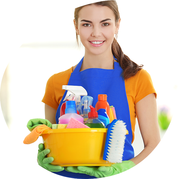Woman With Cleaning Materials