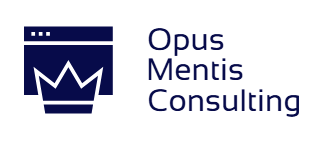 The opus mentis consulting logo has a crown on it.