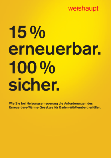 Prospekt Cover mit dem Text 15 % erneuerbar 100 % sicher