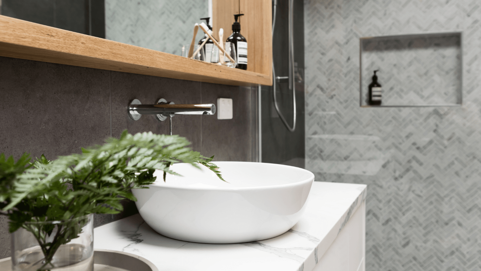 Image Depicting An bathroom area with Tiles From Sinotile.