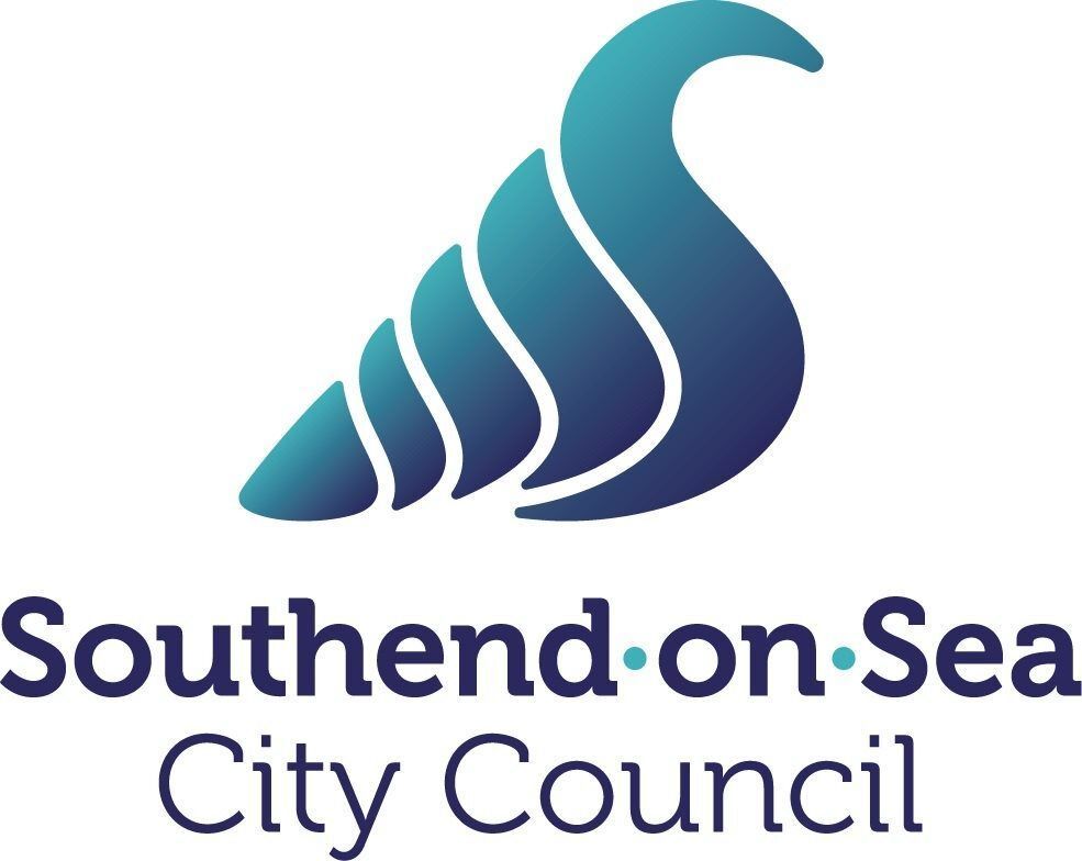 The southend on sea city council logo is a blue shell with a swan on it.
