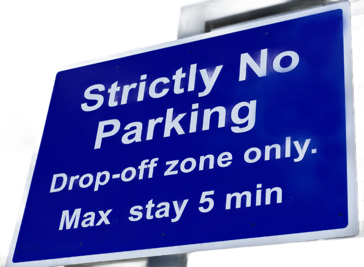 Airport Blue sign with white text: 