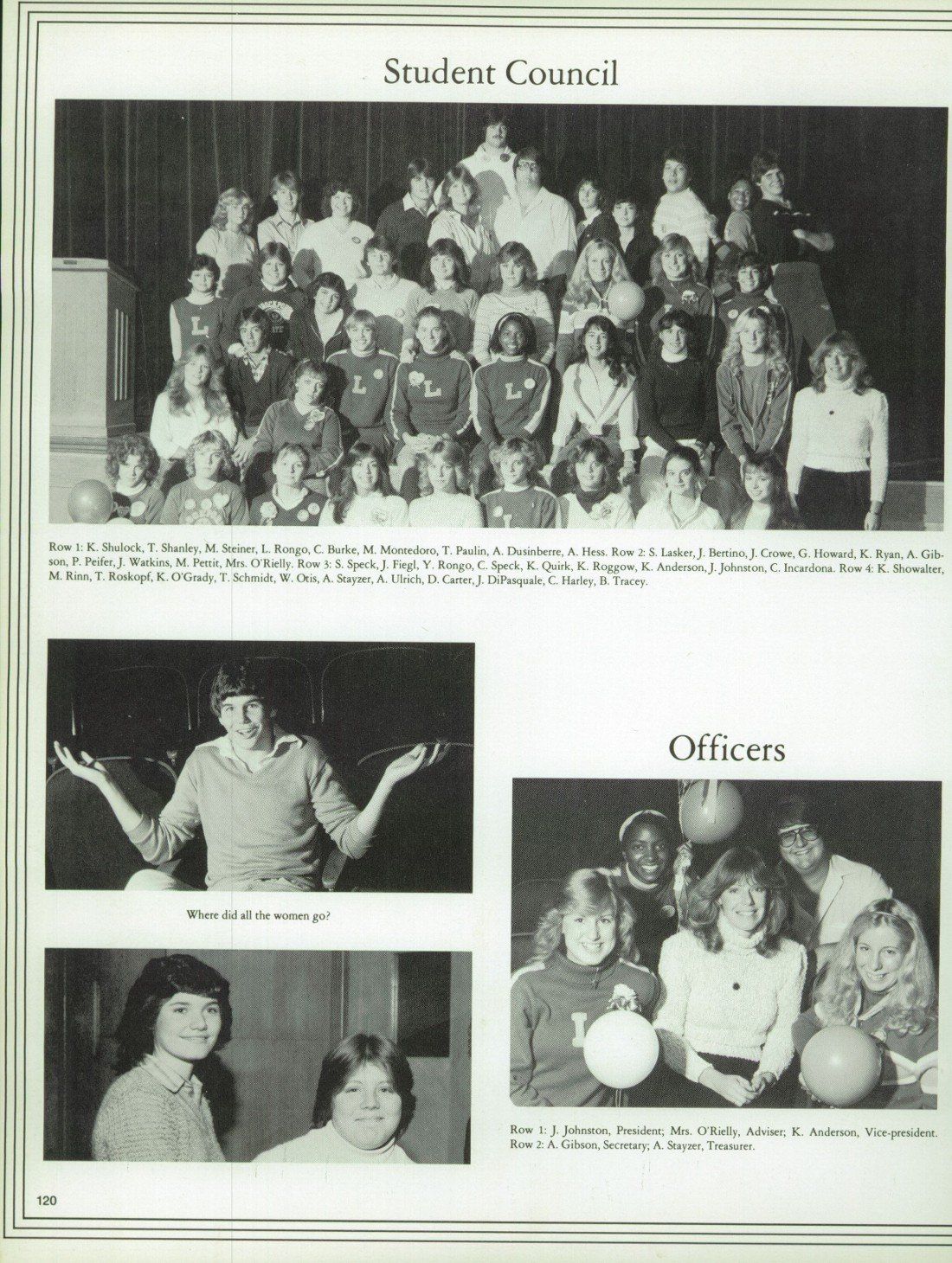 A black and white photo of a student council and officers