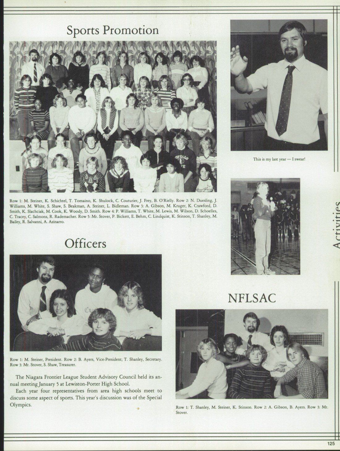 A black and white photo of a group of people with the words sports promotion officers and nilsac at the bottom