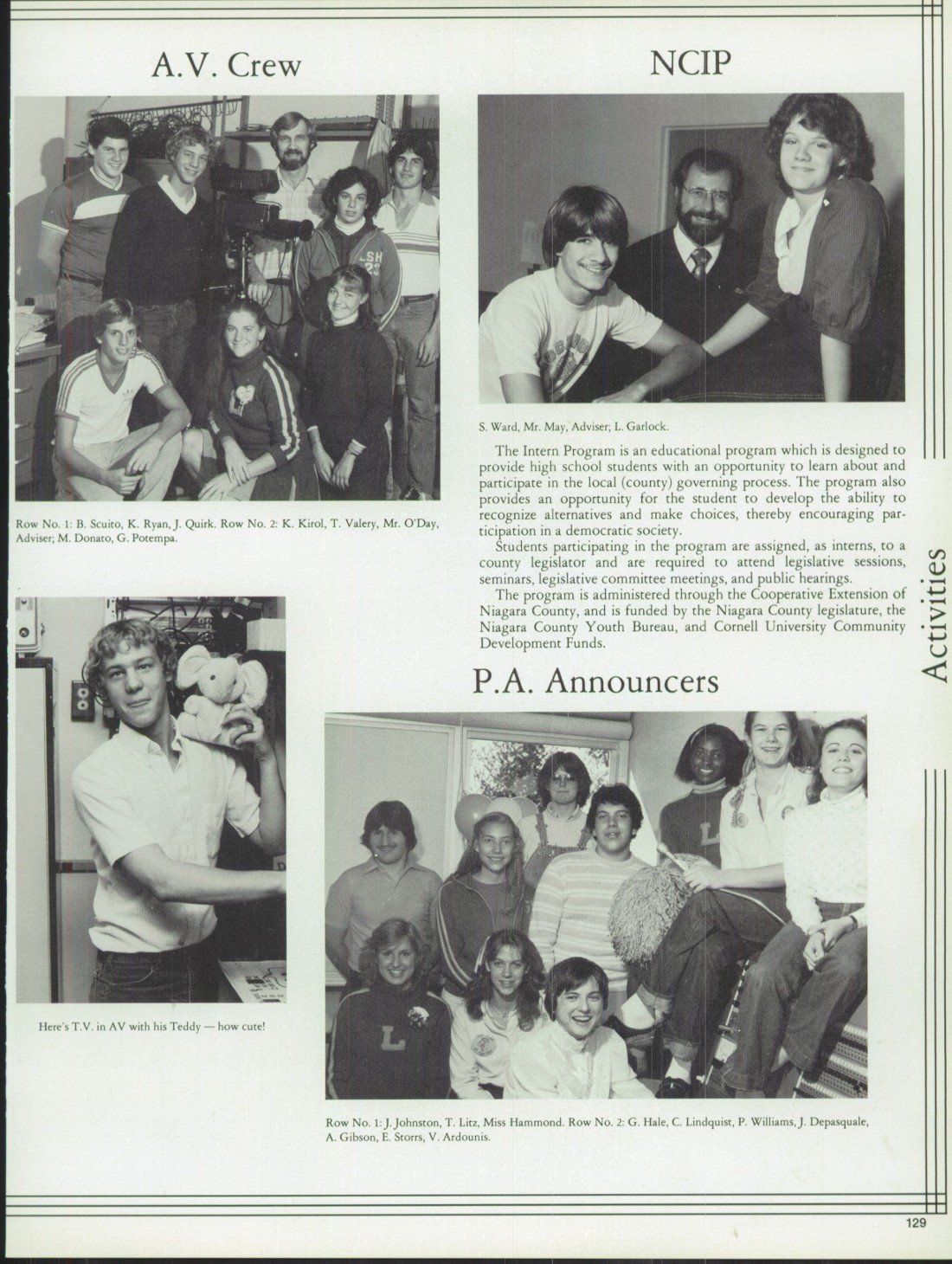A black and white photo of a group of people with the caption a.v. crew