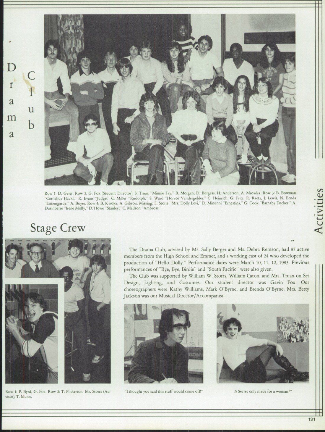 A black and white photo of a stage crew