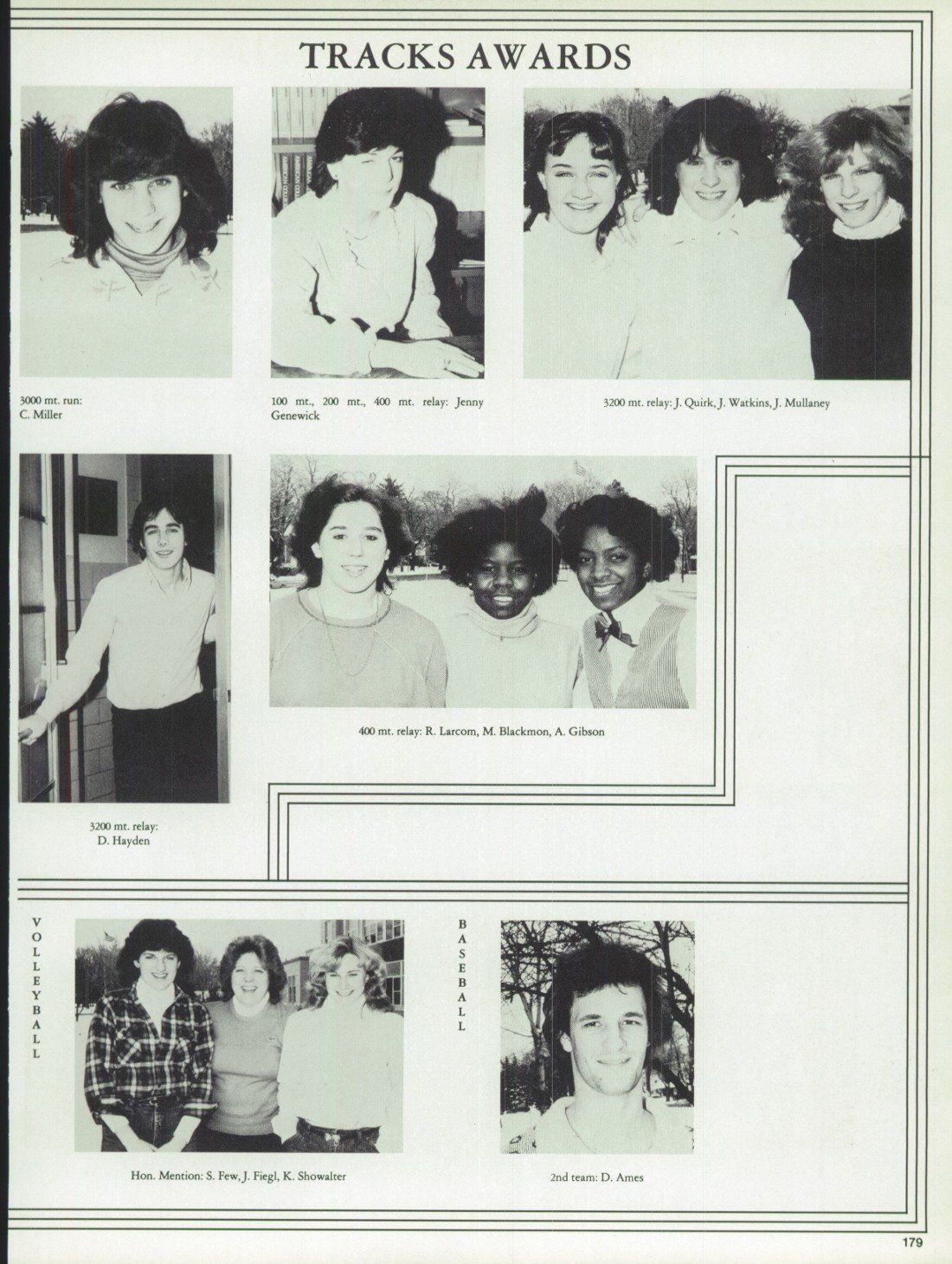 A black and white photo of a group of people titled tracks awards