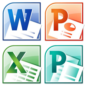 A set of four icons for word powerpoint excel and powerpoint