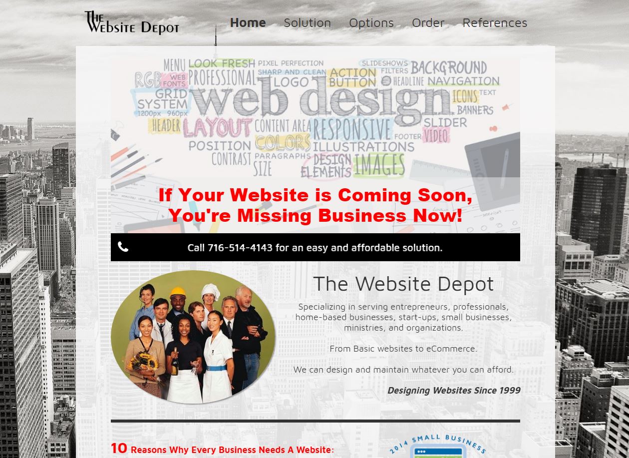 A website that says if your website is coming soon you 're missing business now