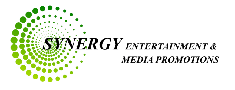 Logo for Synergy Media Promotions, featuring a shield with an 