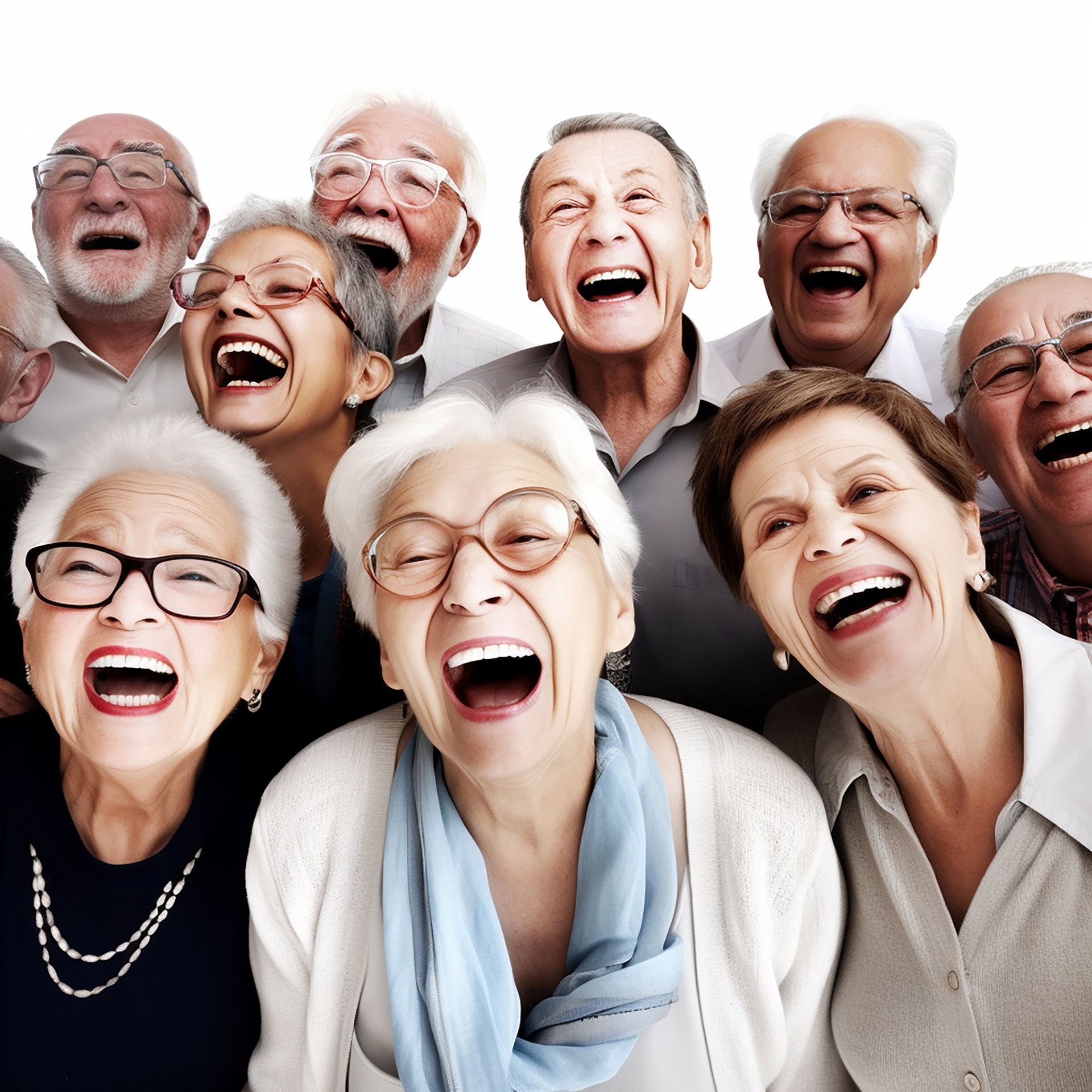 A group of seniors are laughing together