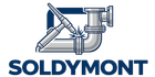 Logotipo de SOLDYMONT con ilustración estilizada de tubería y válvula de metal azul.