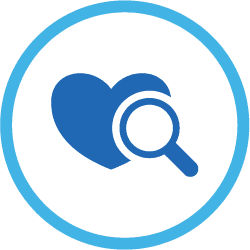 heart and a magnifier icon