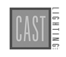 A black and white logo for cast lighting llc.