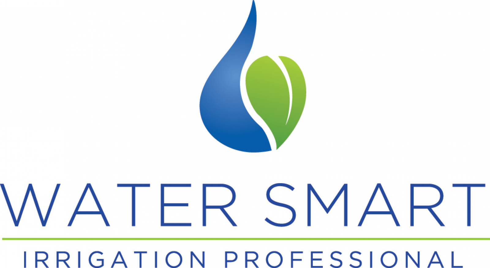 The logo for water smart irrigation professional shows a drop of water and a green leaf.