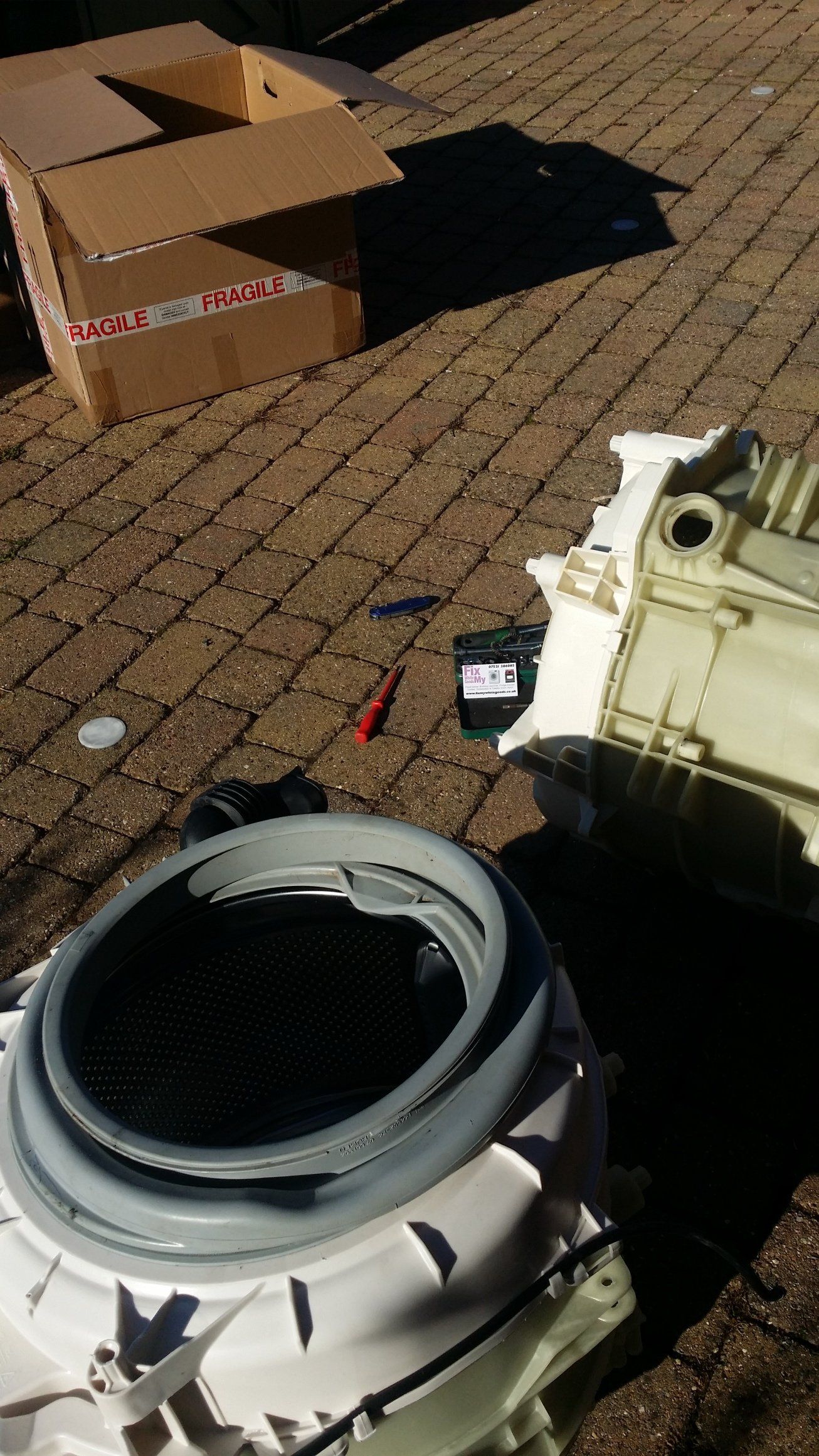 Washing machine drum being replaced