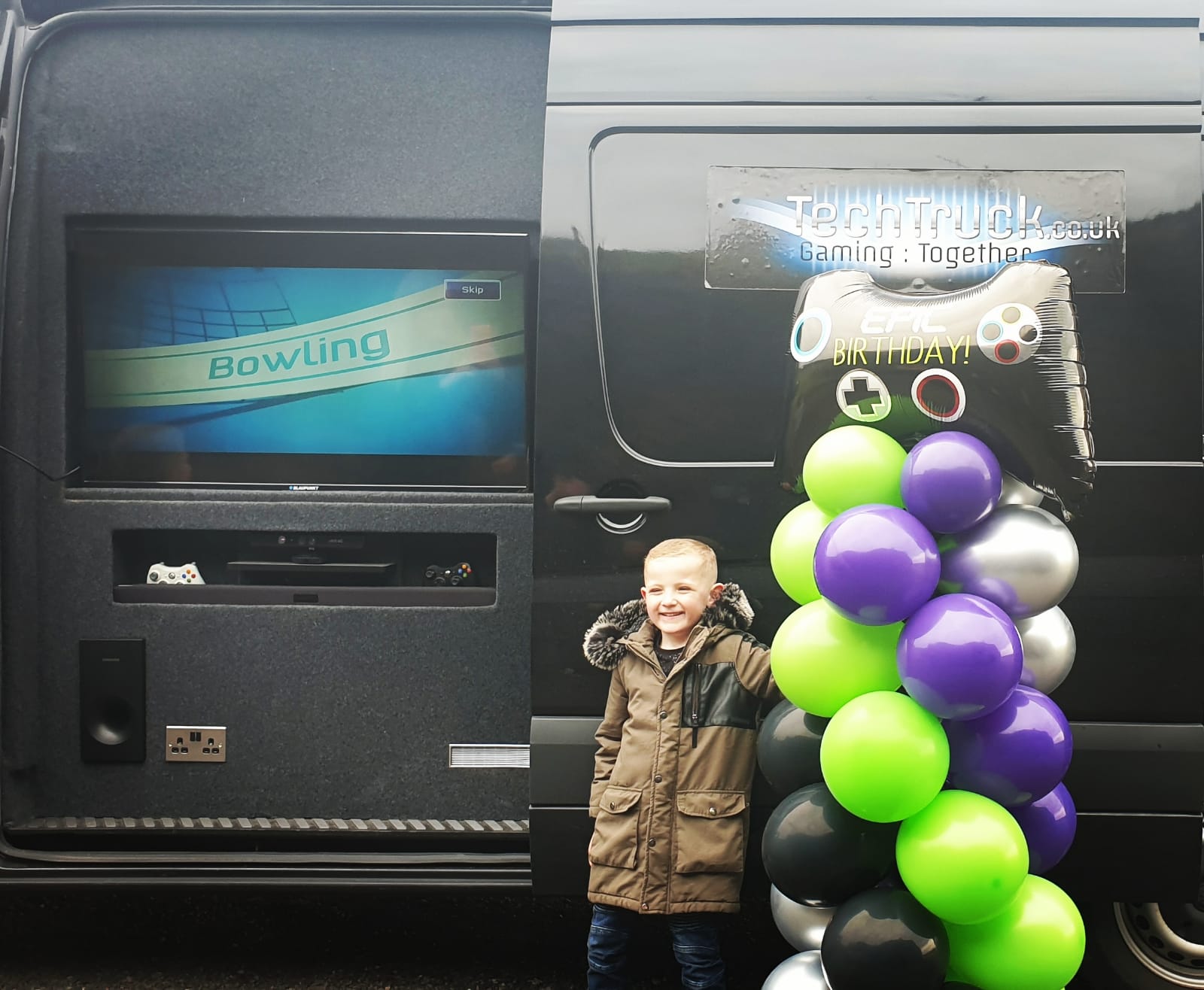 TechTruck birthday boy having fun