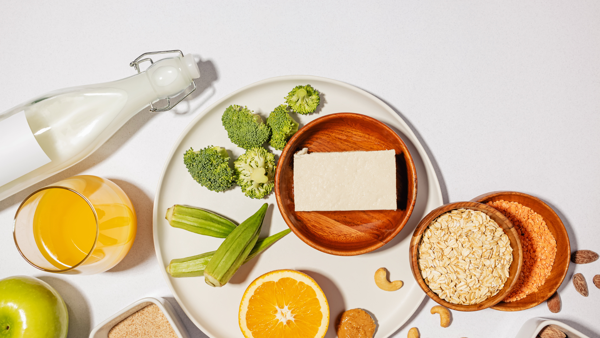 There are many different types of food on the table.