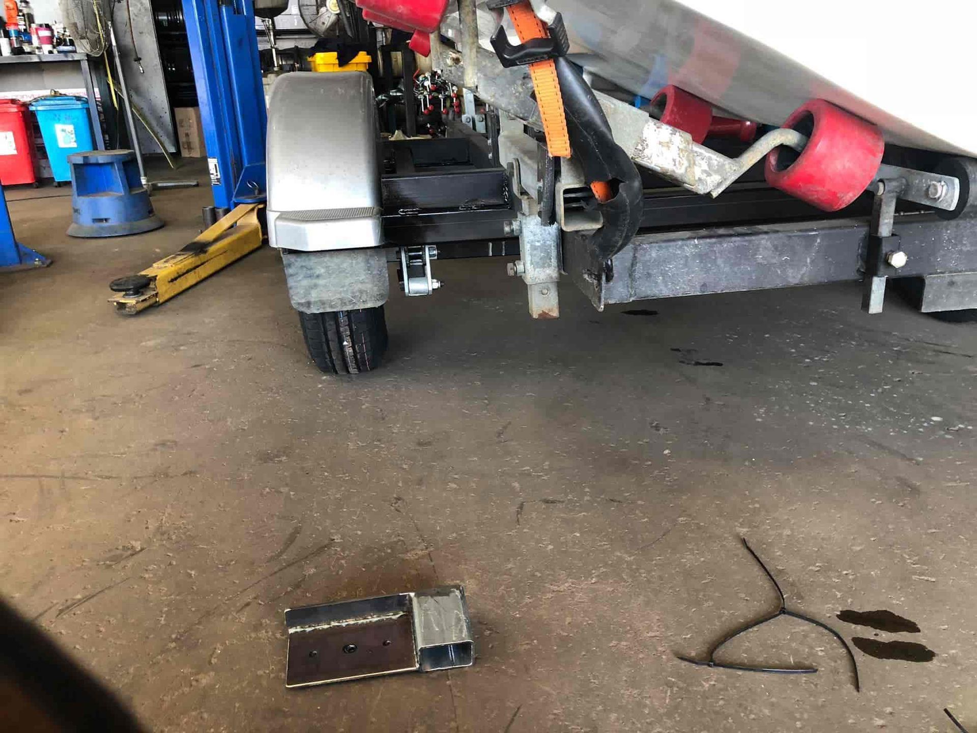 A Boat Trailer in A Garage — Torque Tyres & Trailer Spares Cairns in Cairns, QLD