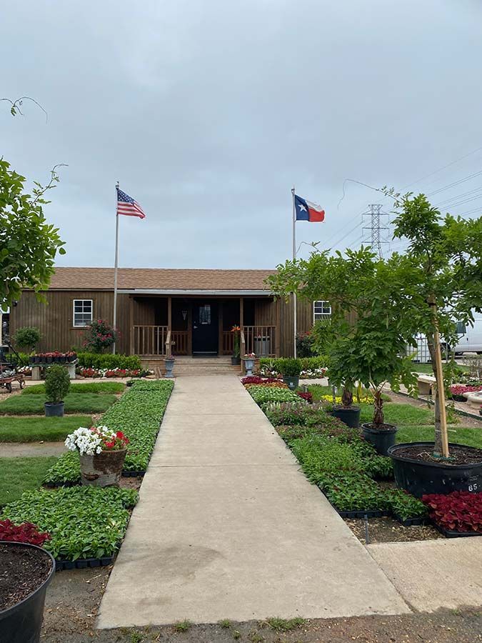 A house with a texas flag flying in front of it.
