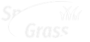 A white logo with the word grass and a picture of grass on a white background.