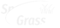 A white logo with the word grass and a picture of grass on a white background.