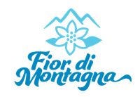 Un'icona azzurra raffigurante una montagna e un fiore di stella alpina sopra la scritta