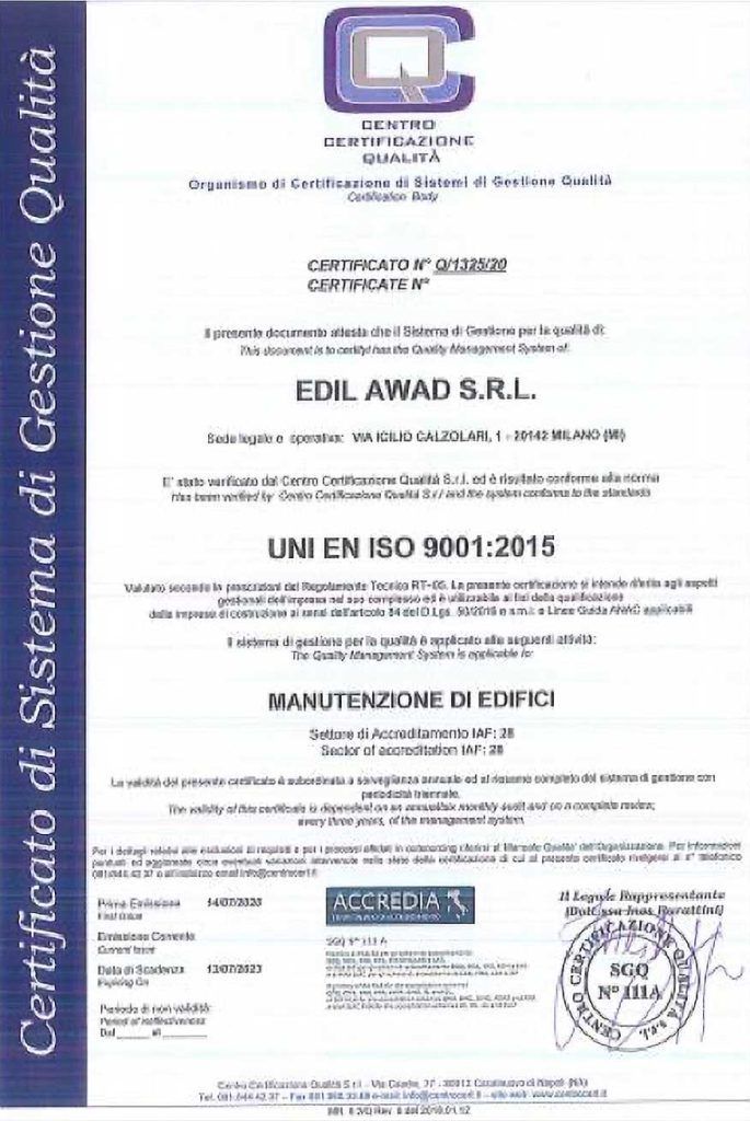 edil awad - certificazioni