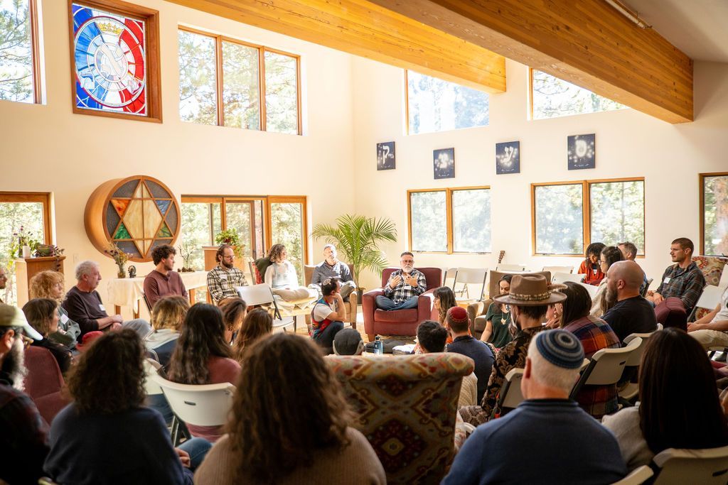 People gathered in a brightly lit room