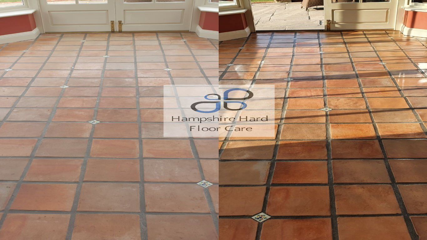Terracotta tiles refurbished, cleaned and sealed Winchester