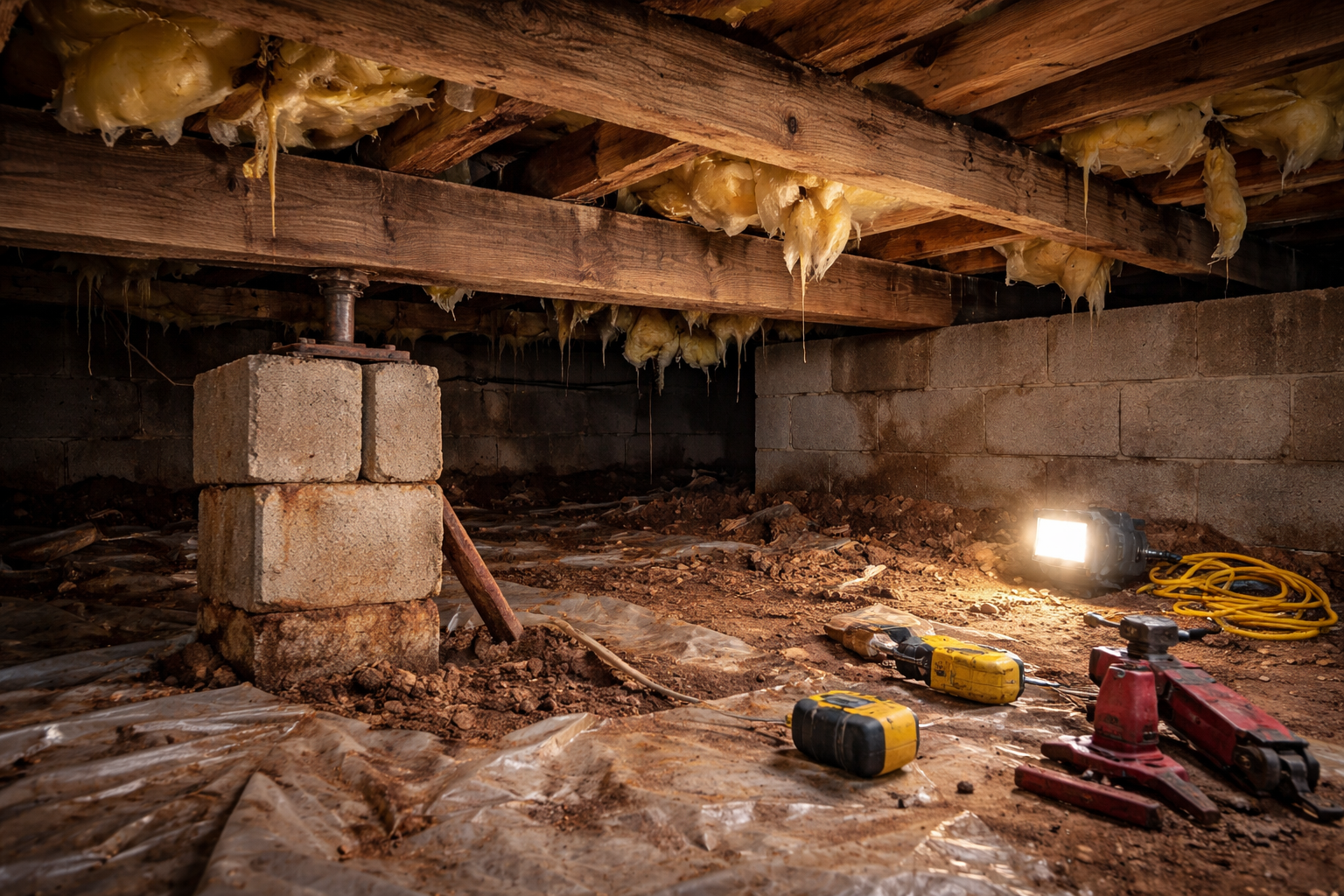 Crawl space damage causing uneven floors