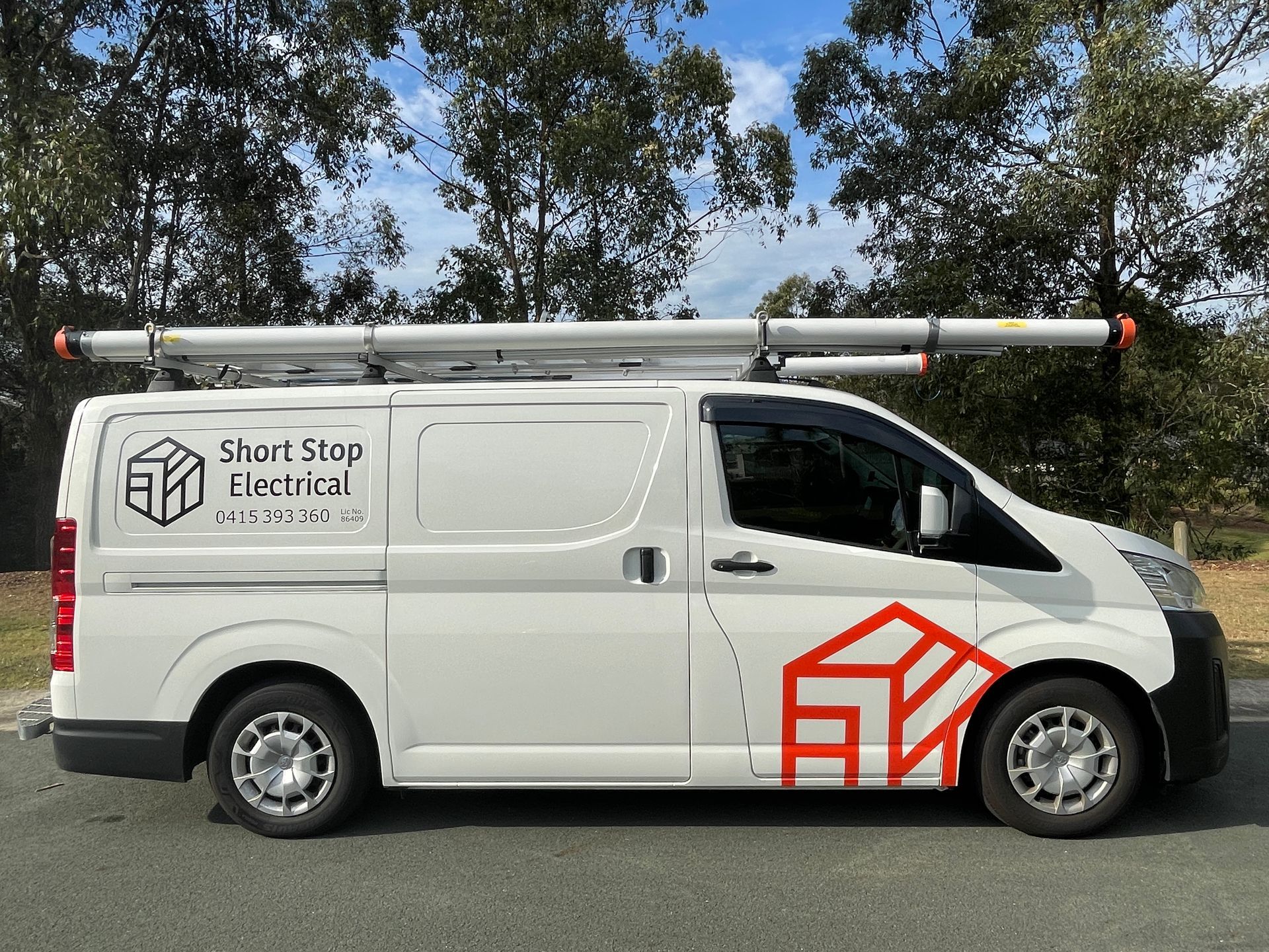 A White Van Is Parked — Short Stop Electrical in Nerang, QLD