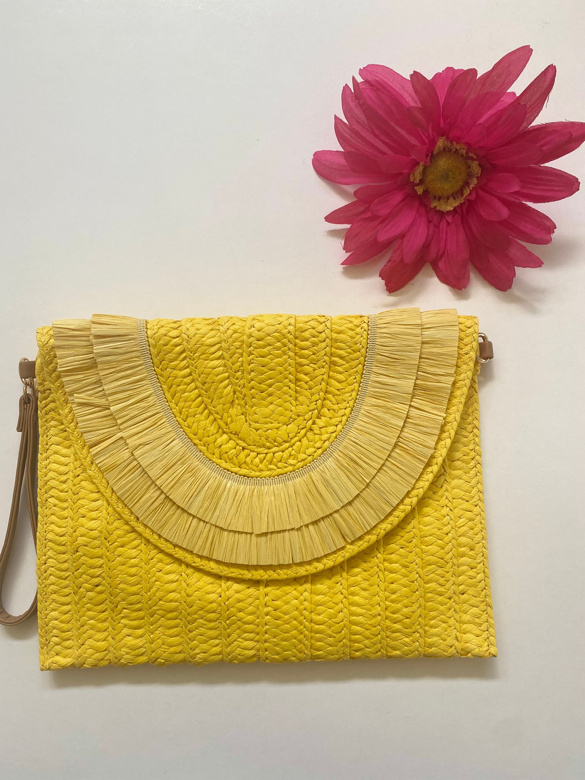 colorful straw clutches