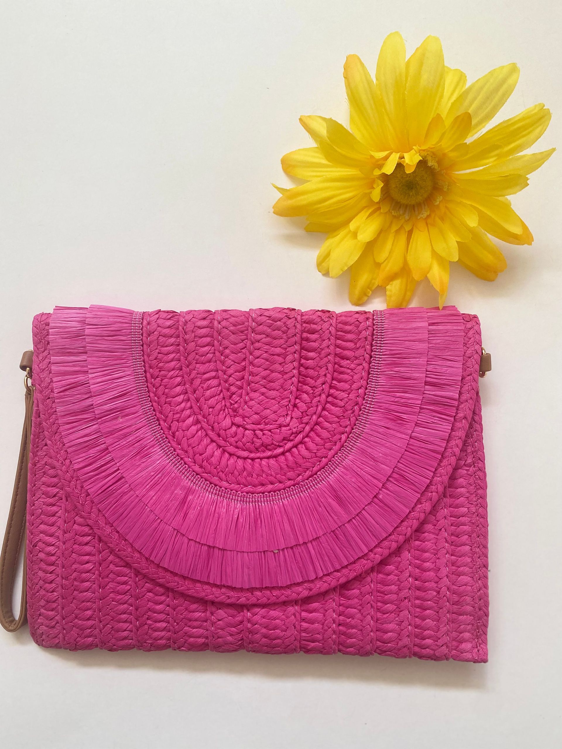colorful straw clutches