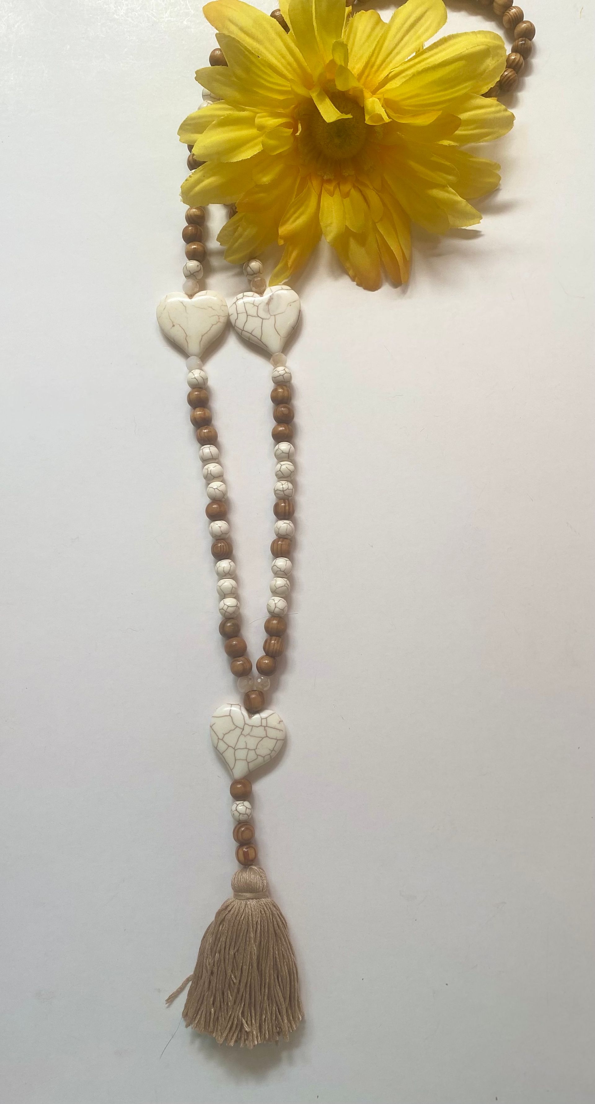 collar largo en madera/charms/tassel