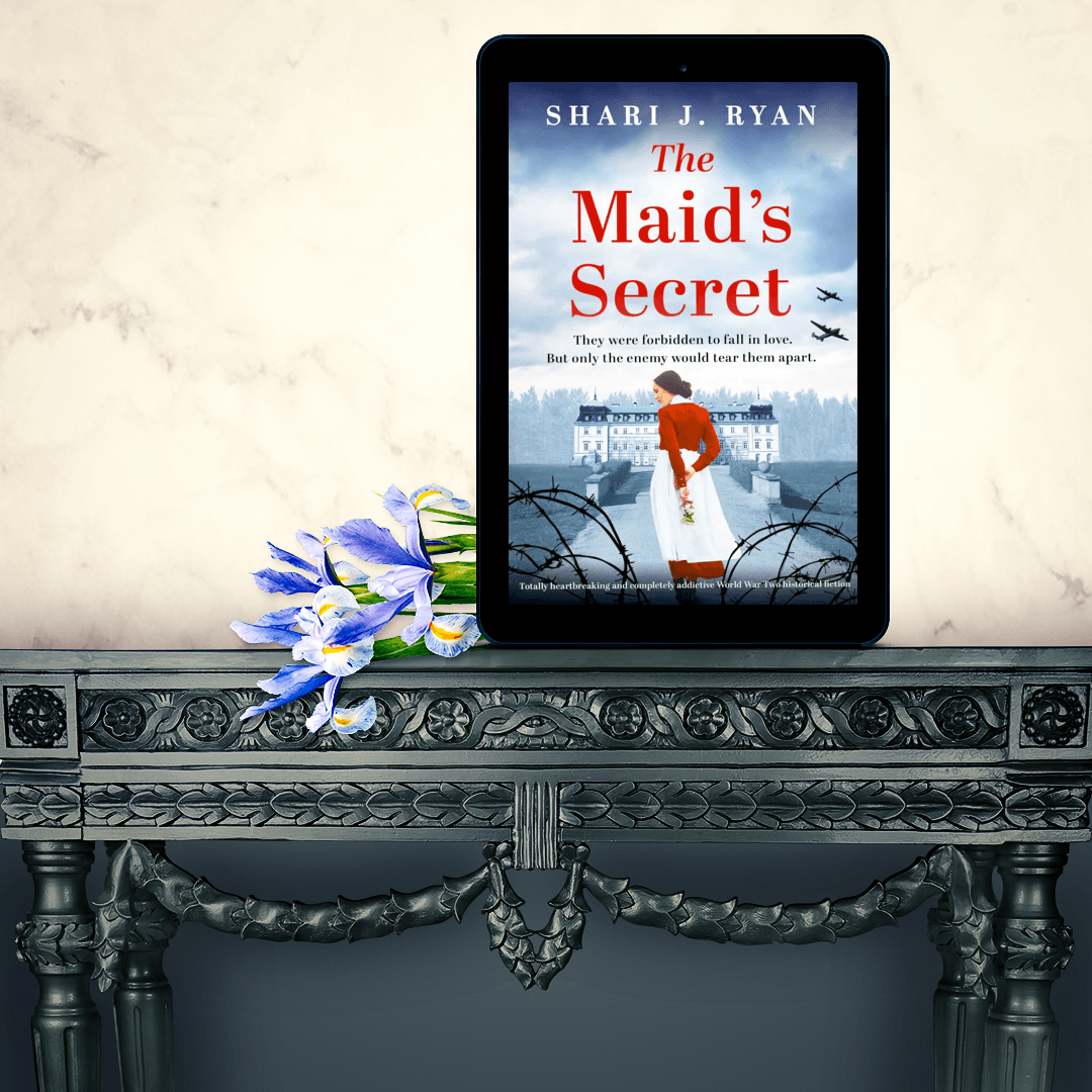 A book called the maid 's secret sits on a table