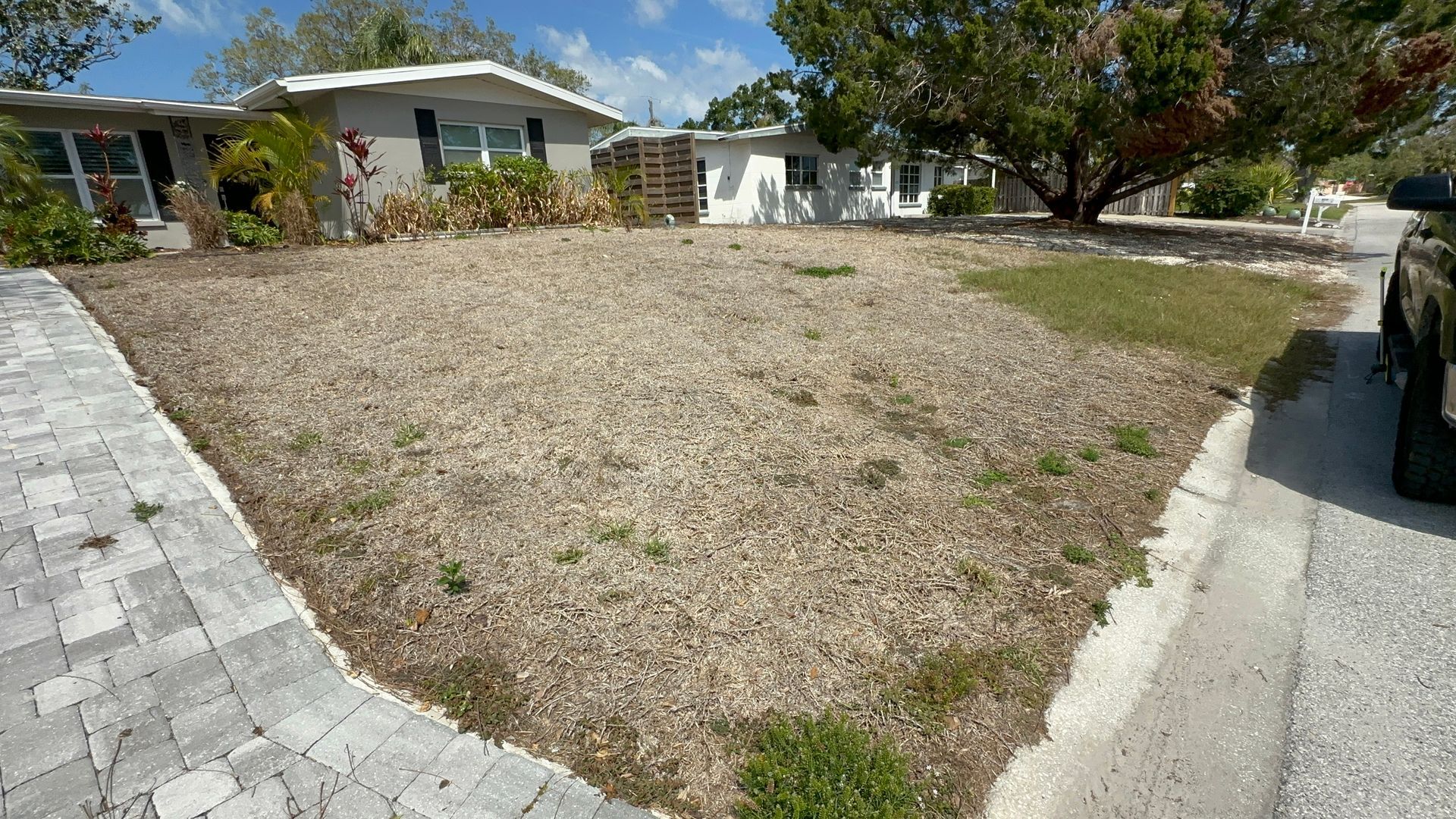 Existing landscape before complete redesign in South Gate Community, Sarasota, FL
