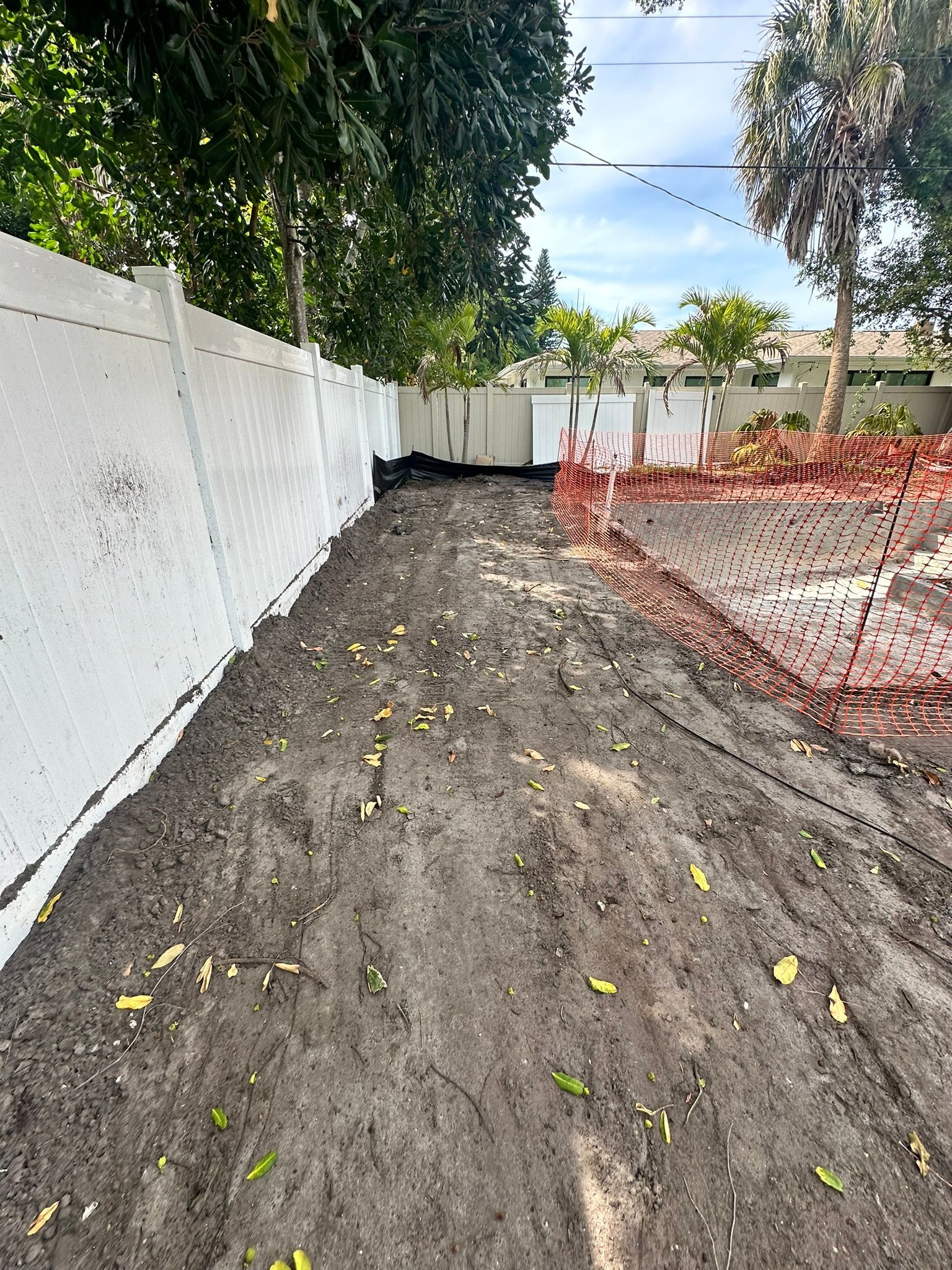 Property cleared and prepped before landscape installation in South Gate Community, Sarasota, FL