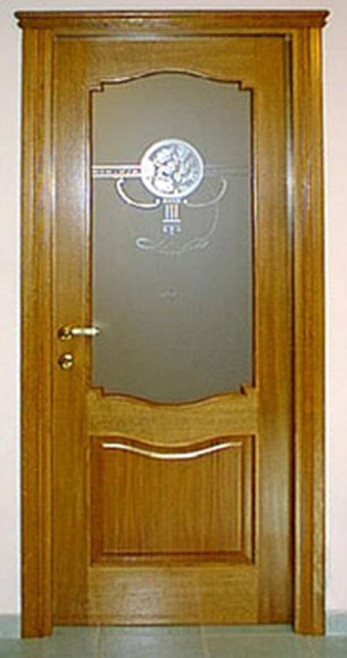 Porta con vetro in legno