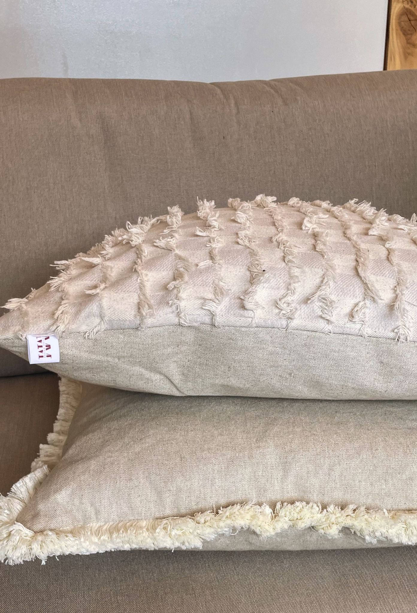 beige kussenset met textuur
